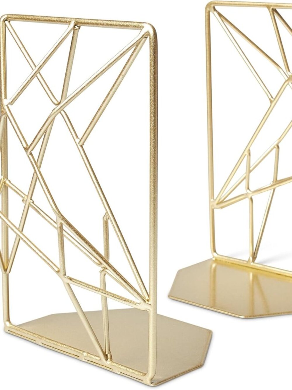 Geometric Bookends Pair Gold Modern Simple Retro Vintage Heavy Duty